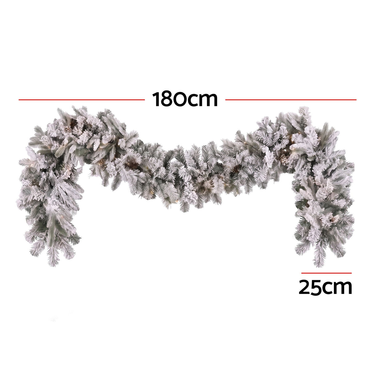 Jingle Jollys 1.8M Christmas Garland 8 Mode LED Snow Frosted Tips Auto Timing
