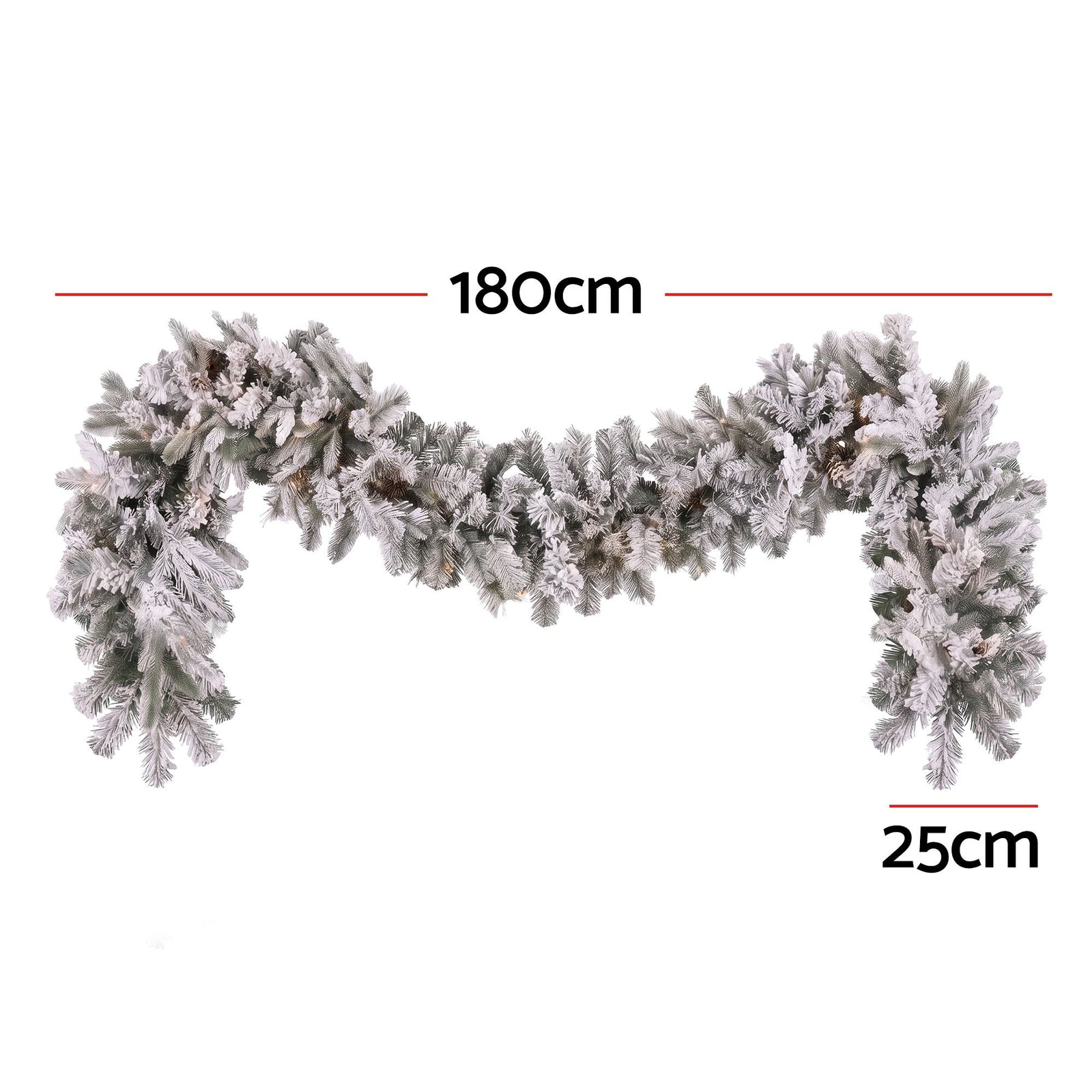 Jingle Jollys 1.8M Christmas Garland 8 Mode LED Snow Frosted Tips Auto Timing
