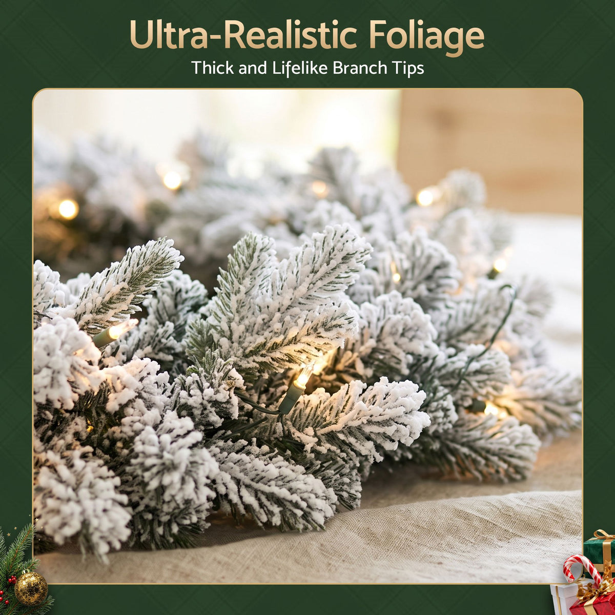 Jingle Jollys 1.8M Christmas Garland 8 Mode LED Snow Frosted Tips Auto Timing