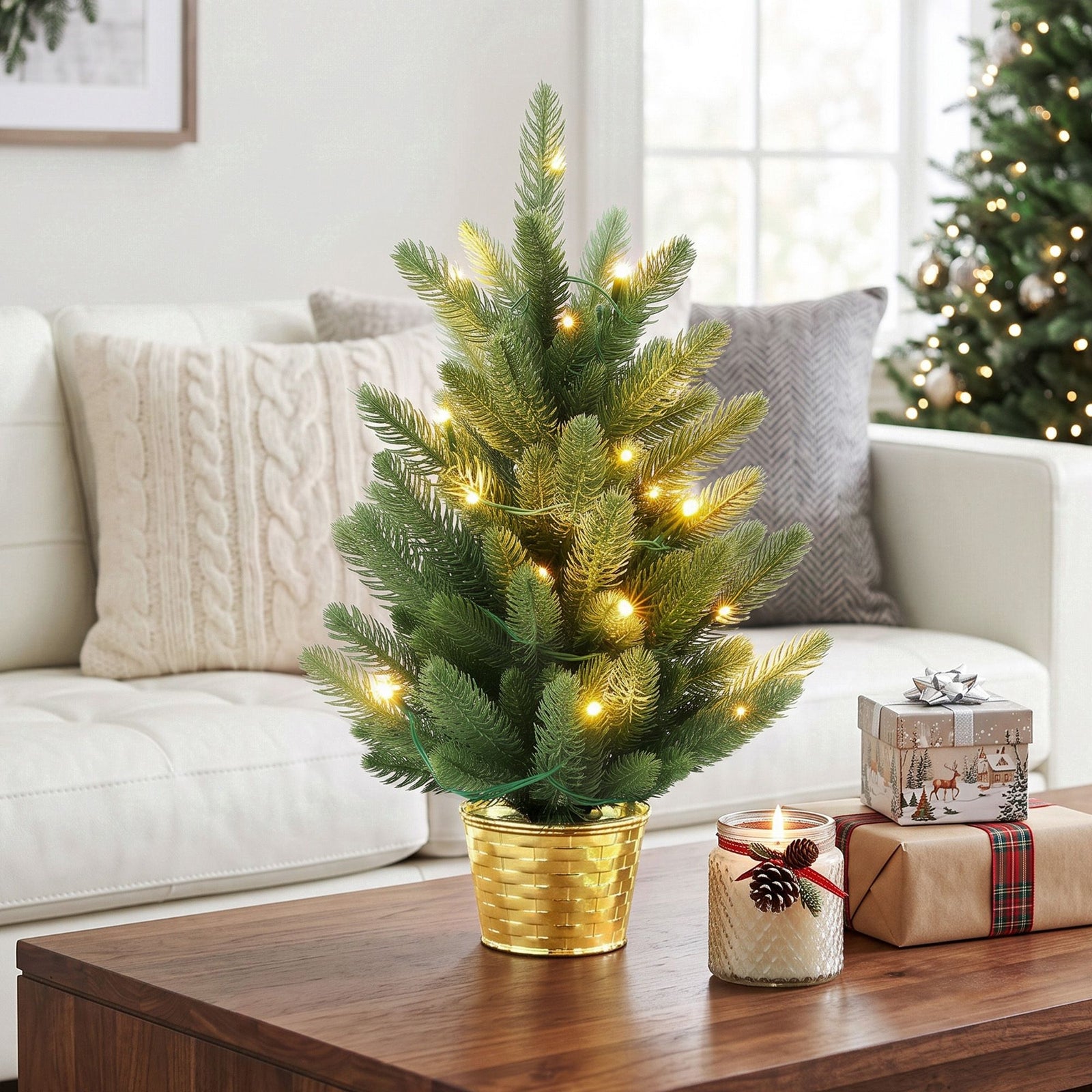 Jingle Jollys 45cm Artificial Christmas Tree Mini Christmas Tree Warm Light
