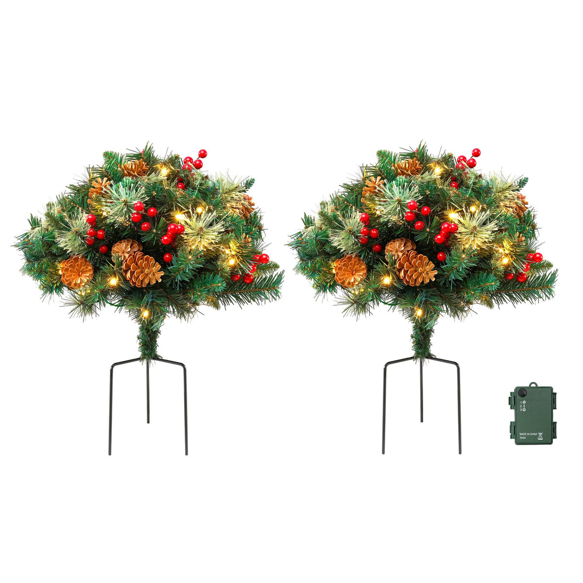 Jingle Jollys 2 Pack 45cm Lighted Artificial Christmas Tree Pathway Xmas Trees