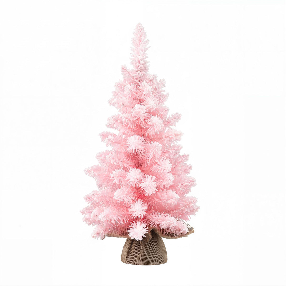 Jingle Jollys 60cm Flocked Pink Christmas Tree Mini Tabletop Xmas Tree