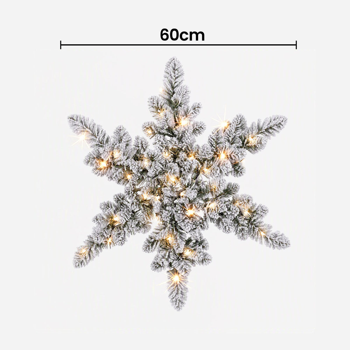 Jingle Jollys 60cm Flocked Snowflake Christmas Wreath Garland Pre-Lit 40 LED Light Decor