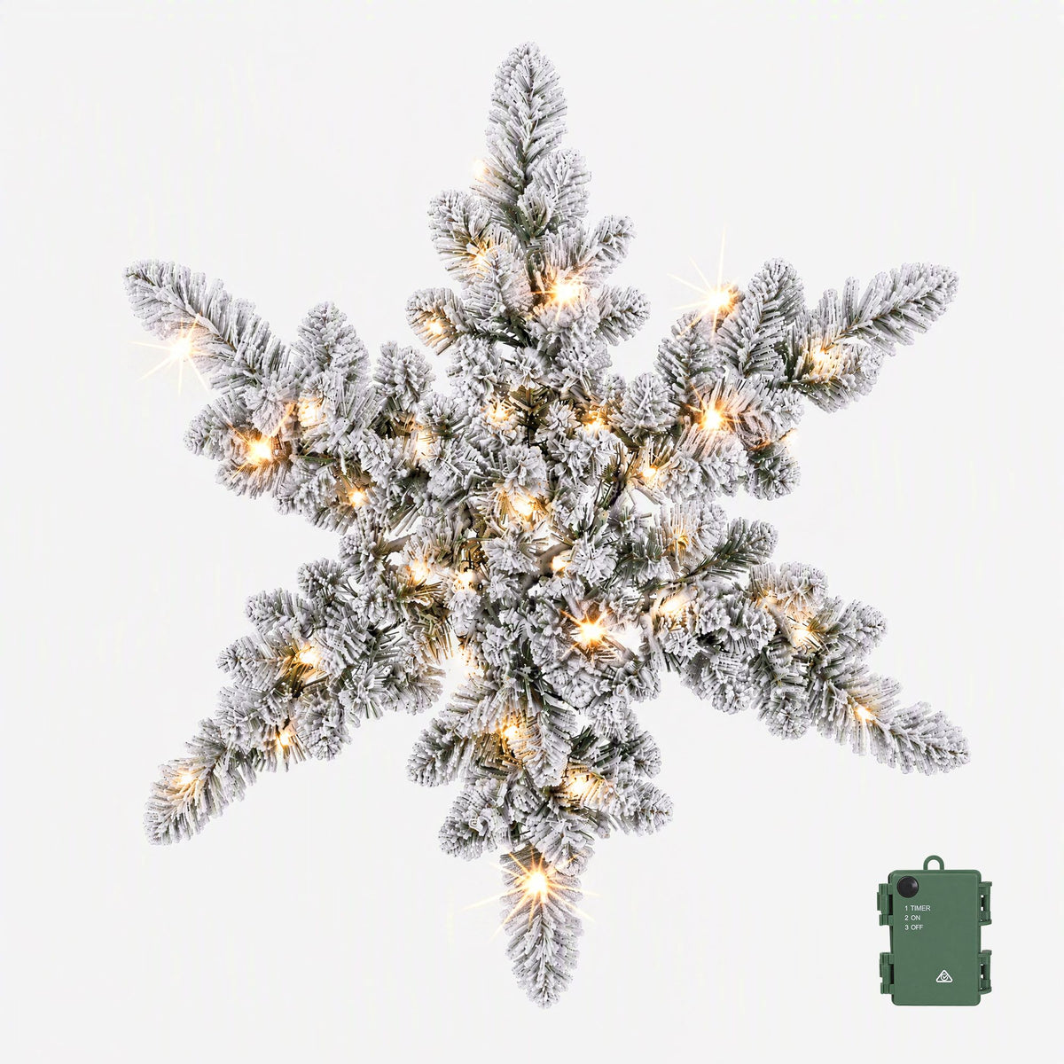 Jingle Jollys 60cm Flocked Snowflake Christmas Wreath Garland Pre-Lit 40 LED Light Decor