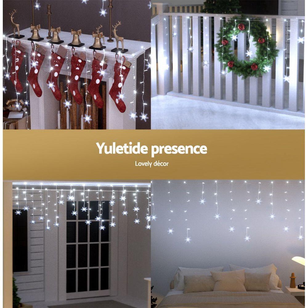 Jingle Jollys 6M Christmas Icicle Lights String Light 160 LED Solar Powered Cold
