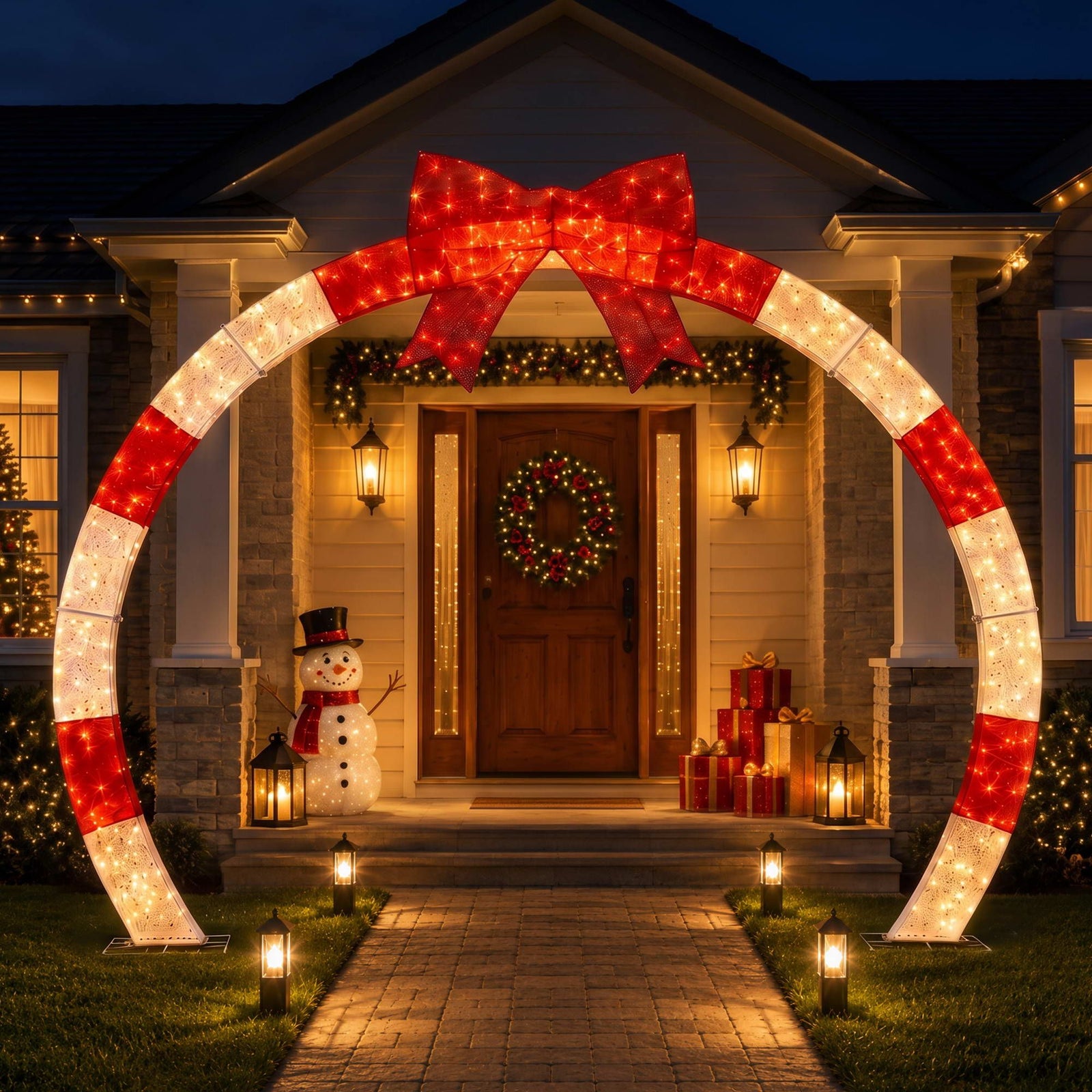 Jingle Jollys 2.5m Christmas Archway Pre-Lit Christmas Arch Warm White LED Outdoor Garden Decoration