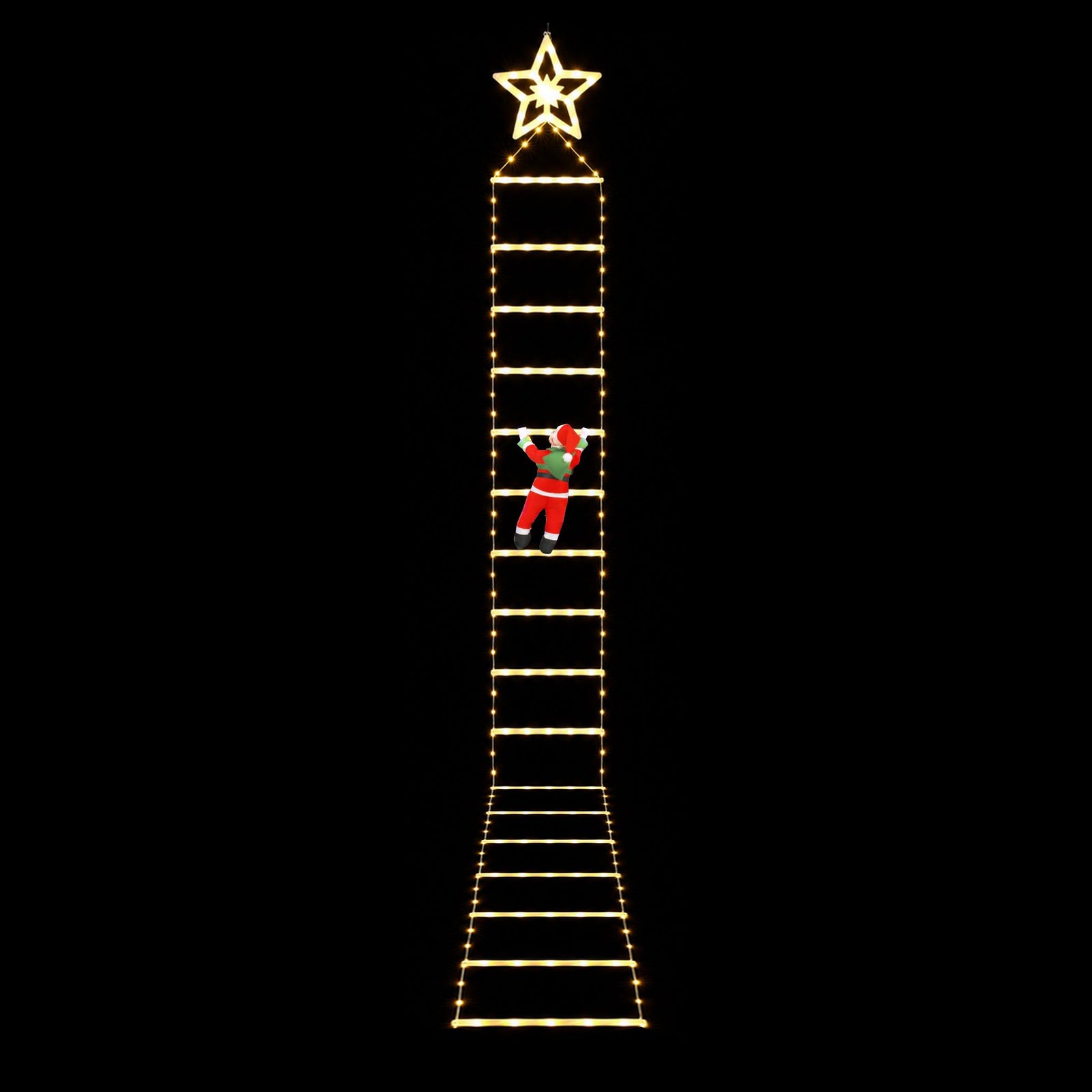 Jingle Jollys Christmas Ladder Lights Santa 3.4m 328LED Hanging Decor Warm White