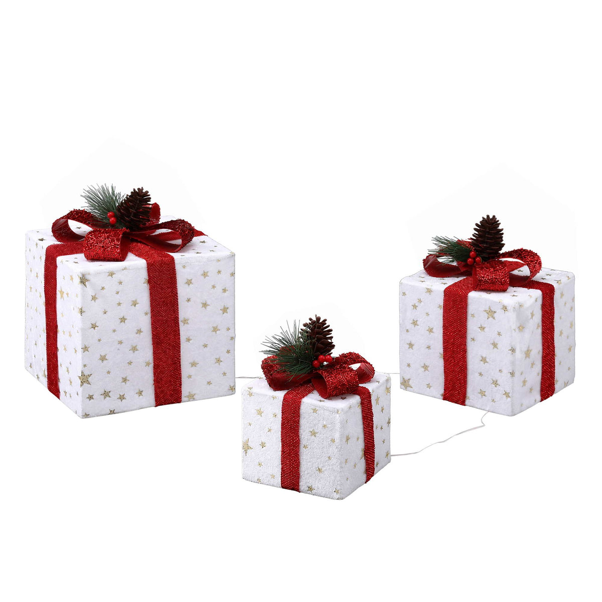 Jingle Jollys Christmas Decorations 3PC Lighted Gift Boxes Christmas Lights