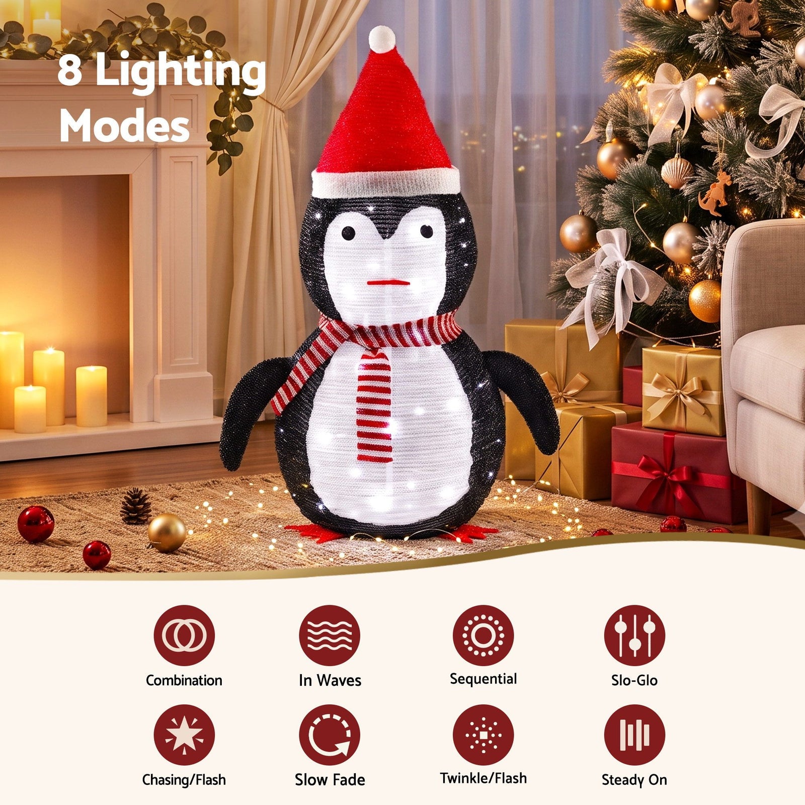 Jingle Jollys Christmas Penguin Light LED Christmas Decoration Pop Up Christmas Display 70cm