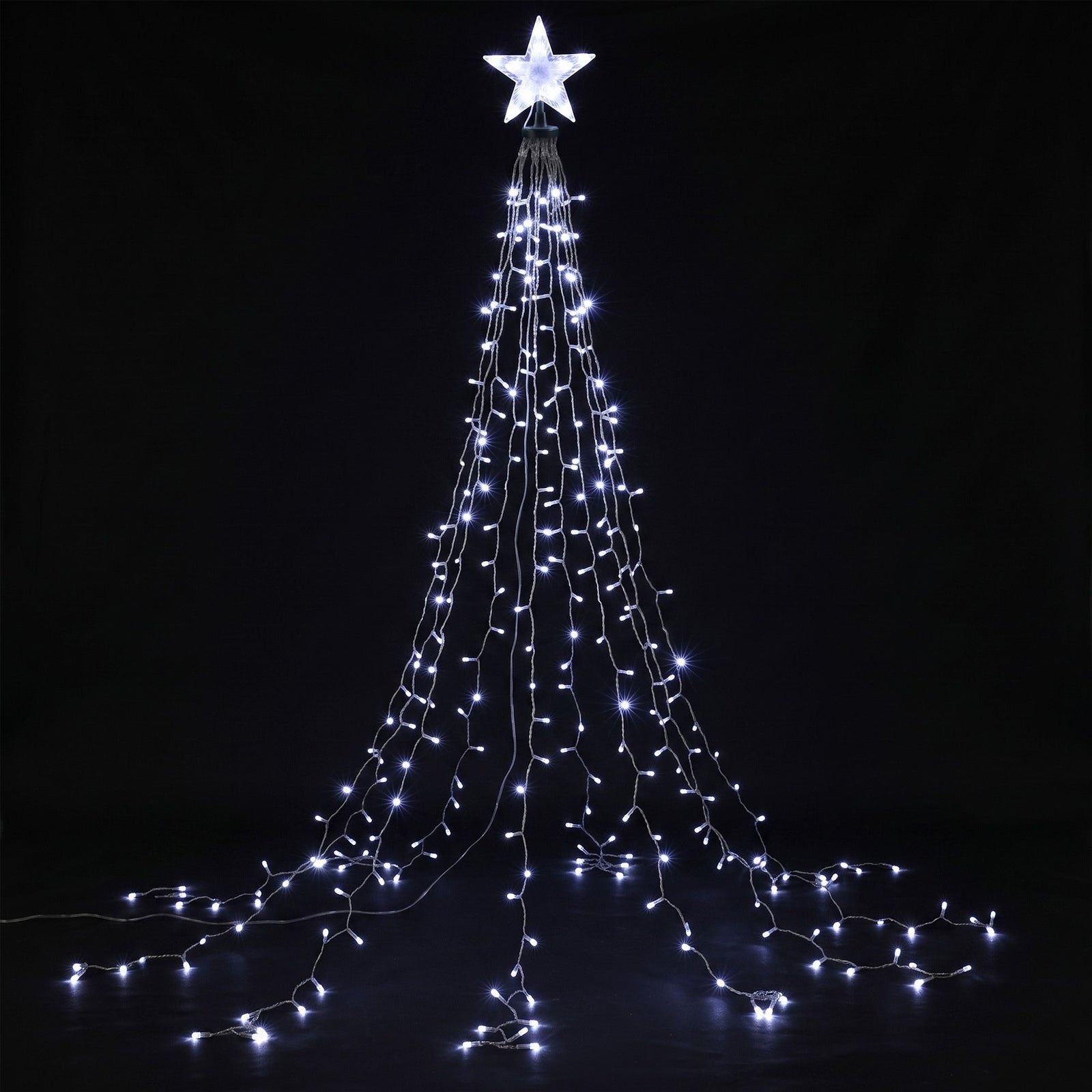 Jingle Jollys 2.5M Christmas Tree Lights Christmas Lights Tree Topper Waterfall Fairy Lights White