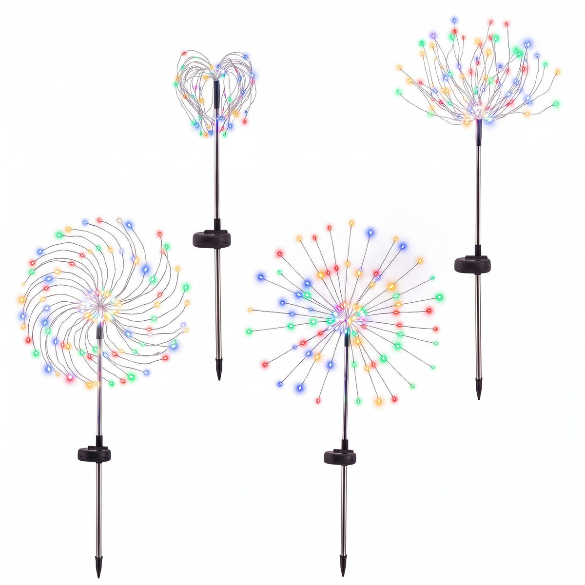 Jingle Jollys 4 Pack Christmas Path Lights Solar Firework Garden Decoration Multicolour