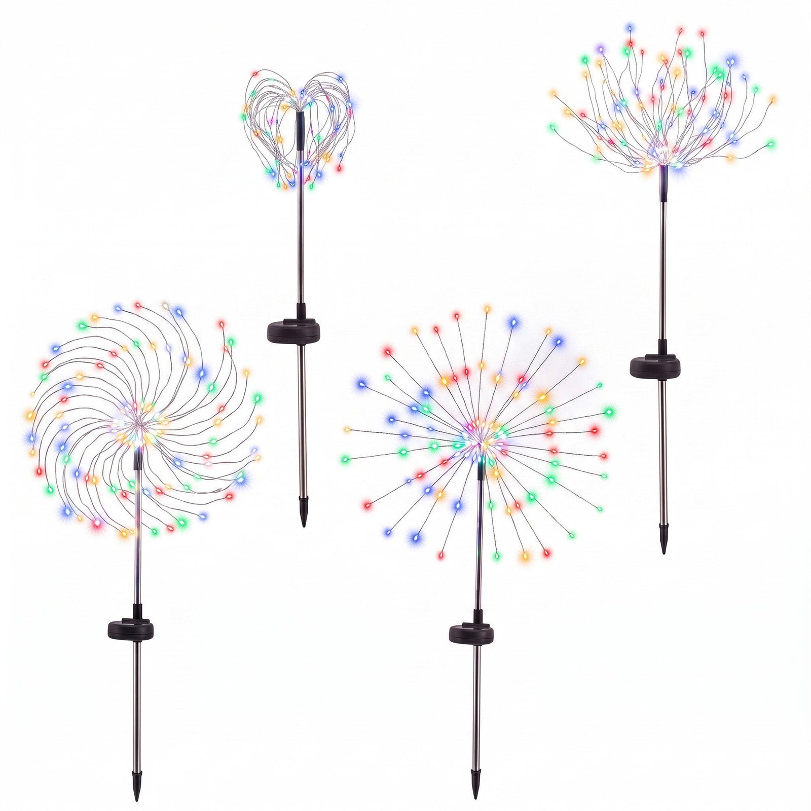 Jingle Jollys 4 Pack Christmas Path Lights Solar Firework Garden Decoration Multicolour