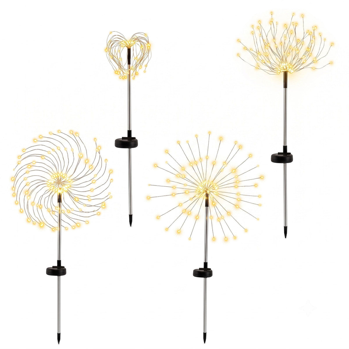 Jingle Jollys 4 Pack Christmas Lights Solar Firework Outdoor Garden Lights DIY Decoration Warm White