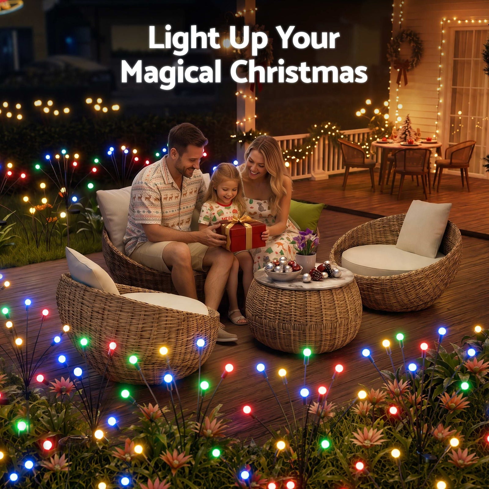 Jingle Jollys Christmas Lights Solar Firefly Lights Garden Decoration Path Lights Multicolour 3 Pack