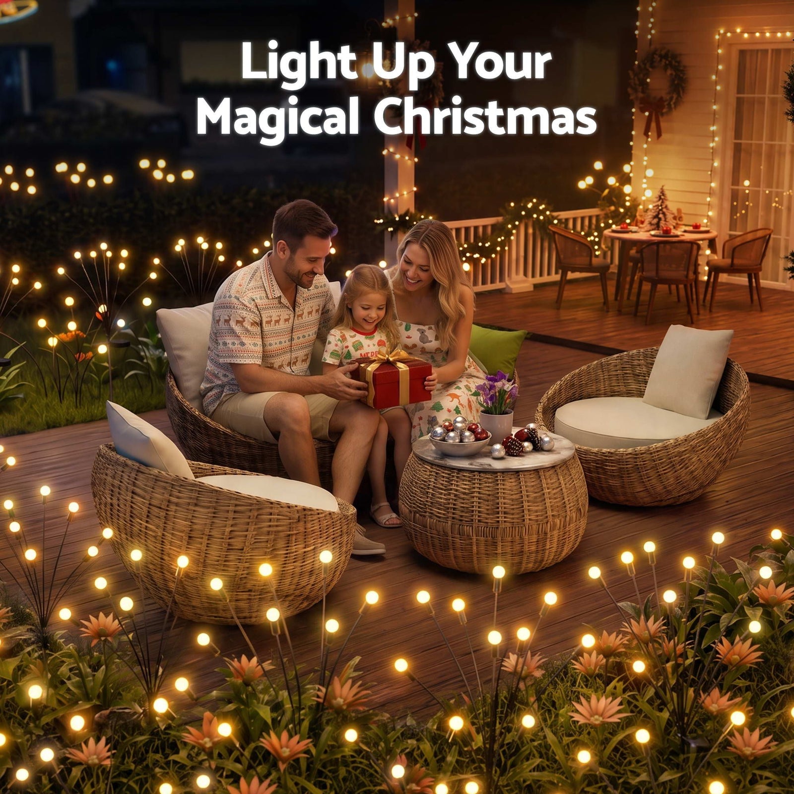 Jingle Jollys Christmas Lights Solar Firefly Lights Garden Decoration Path Lights Warm White 3 Pack