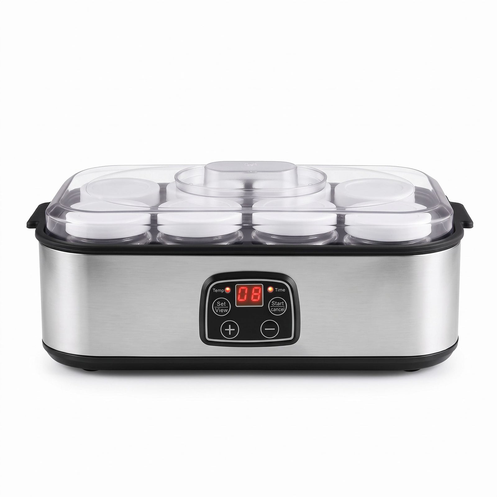 Devanti Yoghurt Maker Machine with 8x180ml Glass Cups Temp Control Black