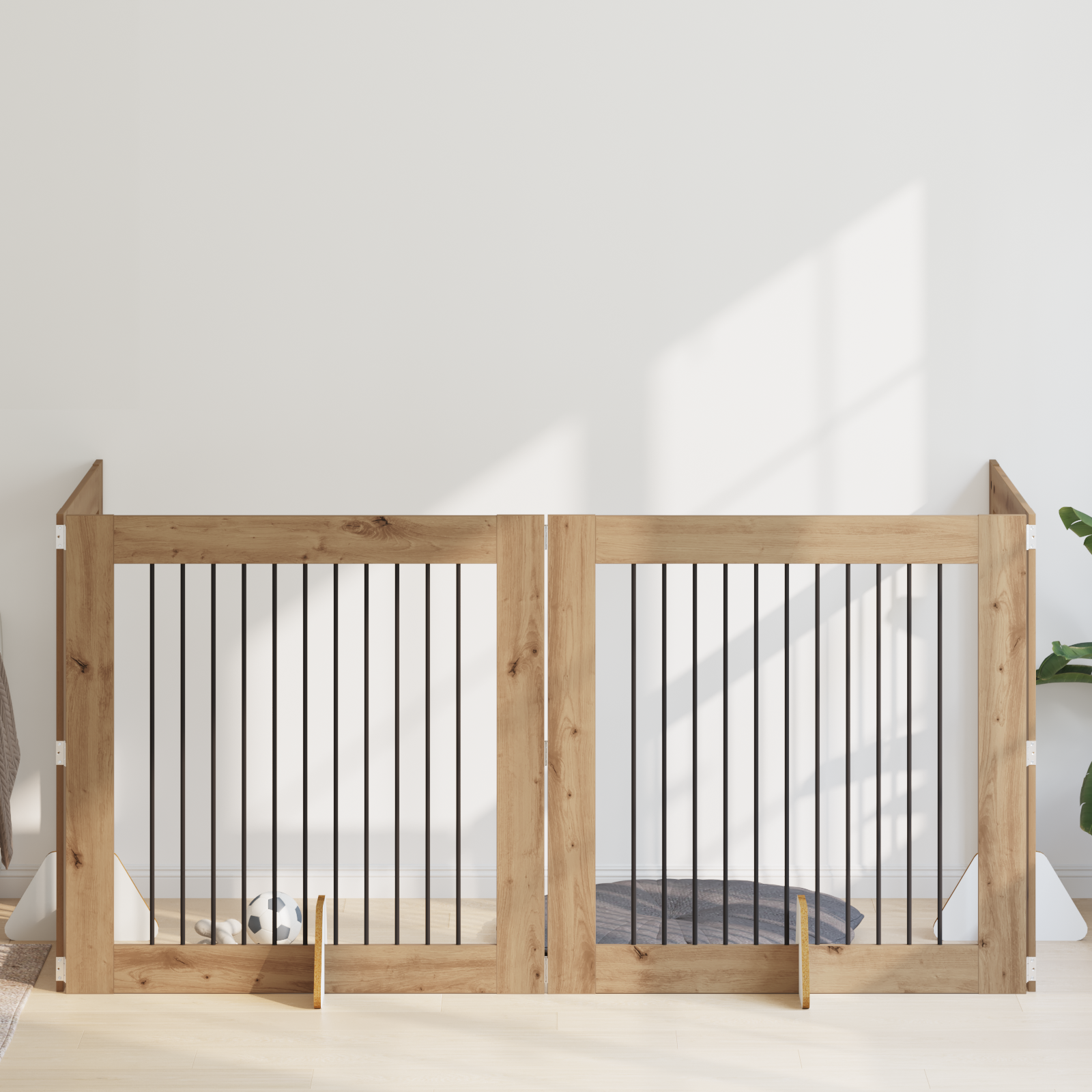 Foldable Dog Gate with Stands 4 pcs Artisan Oak 401 cm