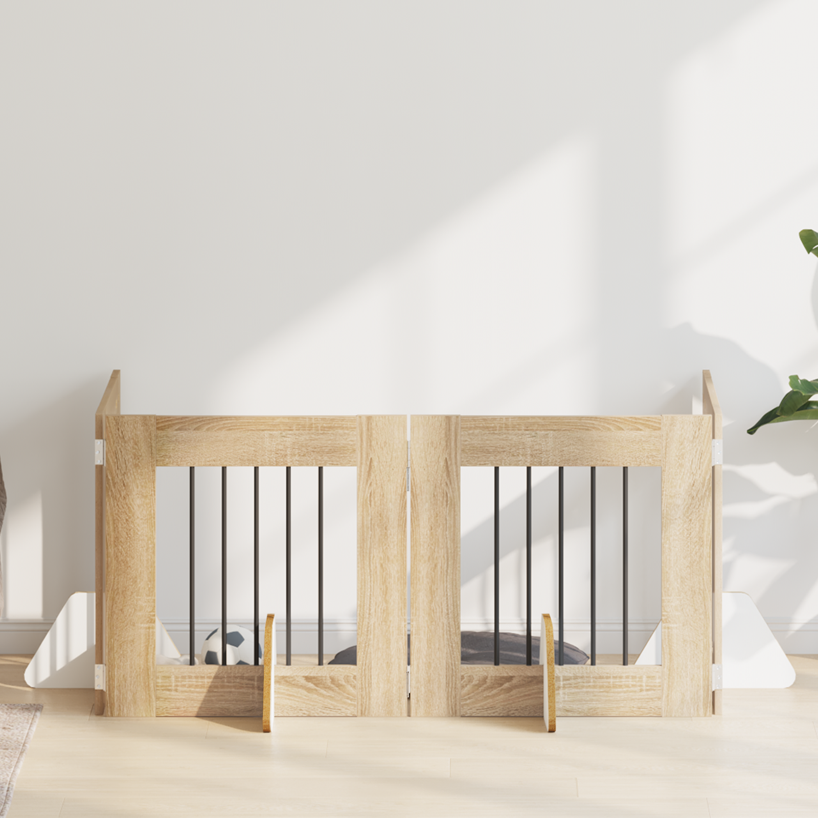 Foldable Dog Gate with Stands 4 pcs Sonoma Oak 241 cm
