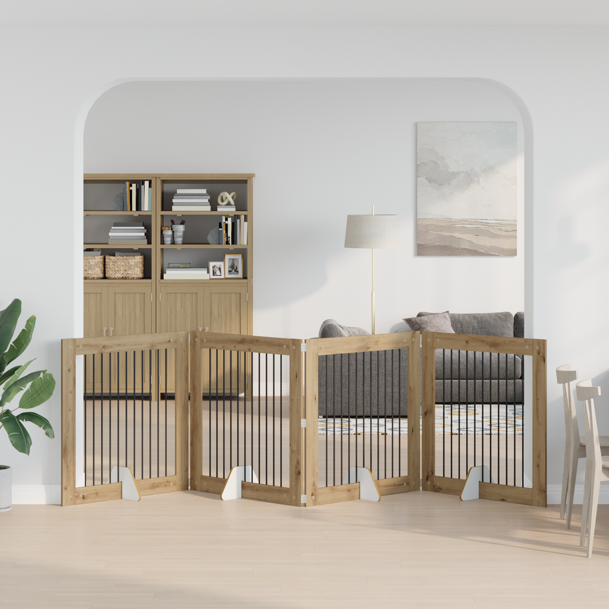 Foldable Dog Gate with Stands 4 pcs Artisan Oak 401 cm