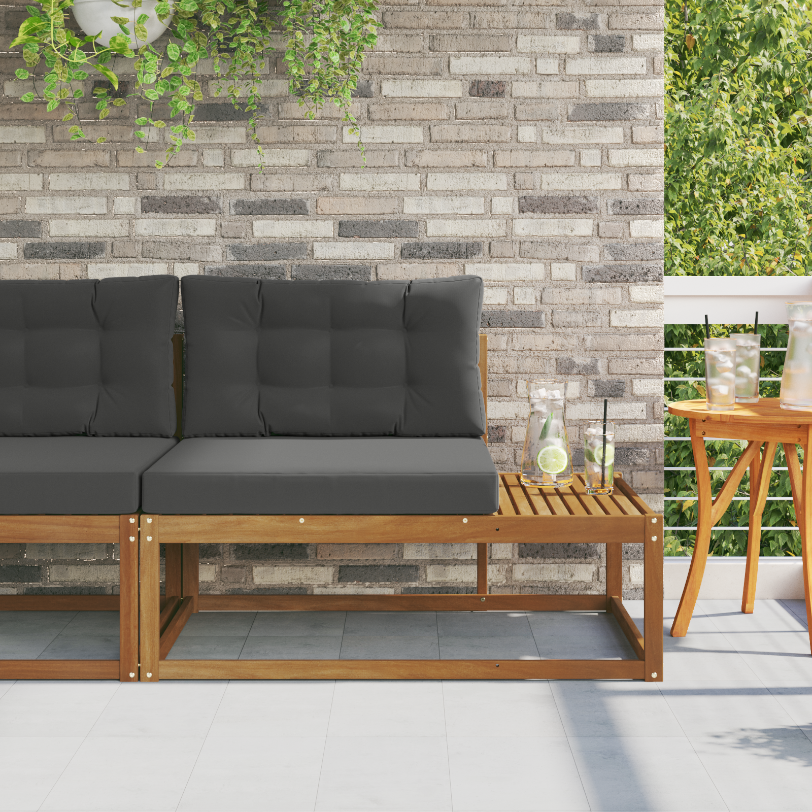 Outdoor End sofa with Cushion Natural 115 x 83 x 73 cm