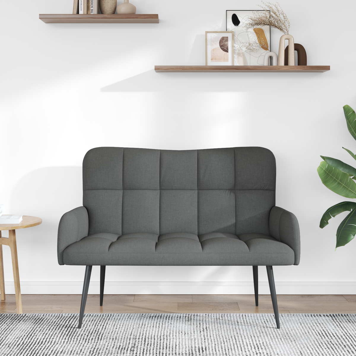 2-Seater Sofa Dark Grey 115 x 61 x 87 cm Fabric
