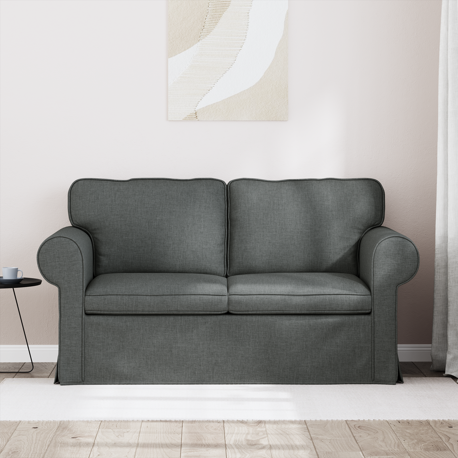 Sofa Dark Grey 155 x 82 x 80 cm Fabric
