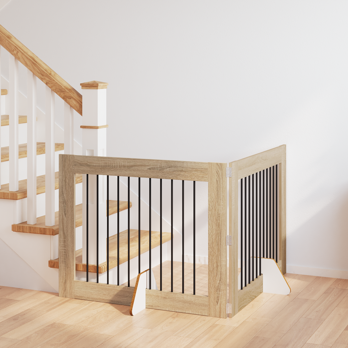 Foldable Dog Gate with Stands 2 pcs Sonoma Oak 200.5 cm