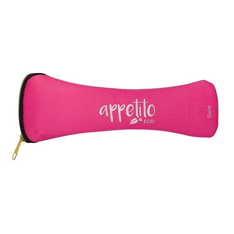 Appetito ? Stainless Steel Traveller?s Cutlery Set in Zippered Pouch Fuschia-1910112383418896385