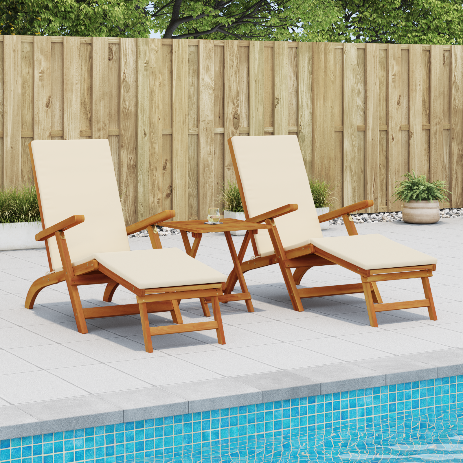 Reclining and Folding Sunlounger 2 pcs 55 x 146 x 91 cm
