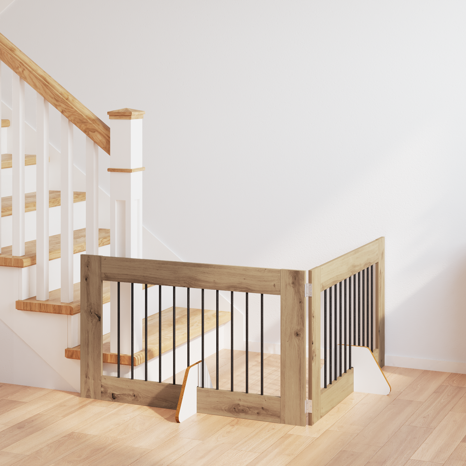 Foldable Dog Gate with Stands 2 pcs Artisan Oak 200.5 cm
