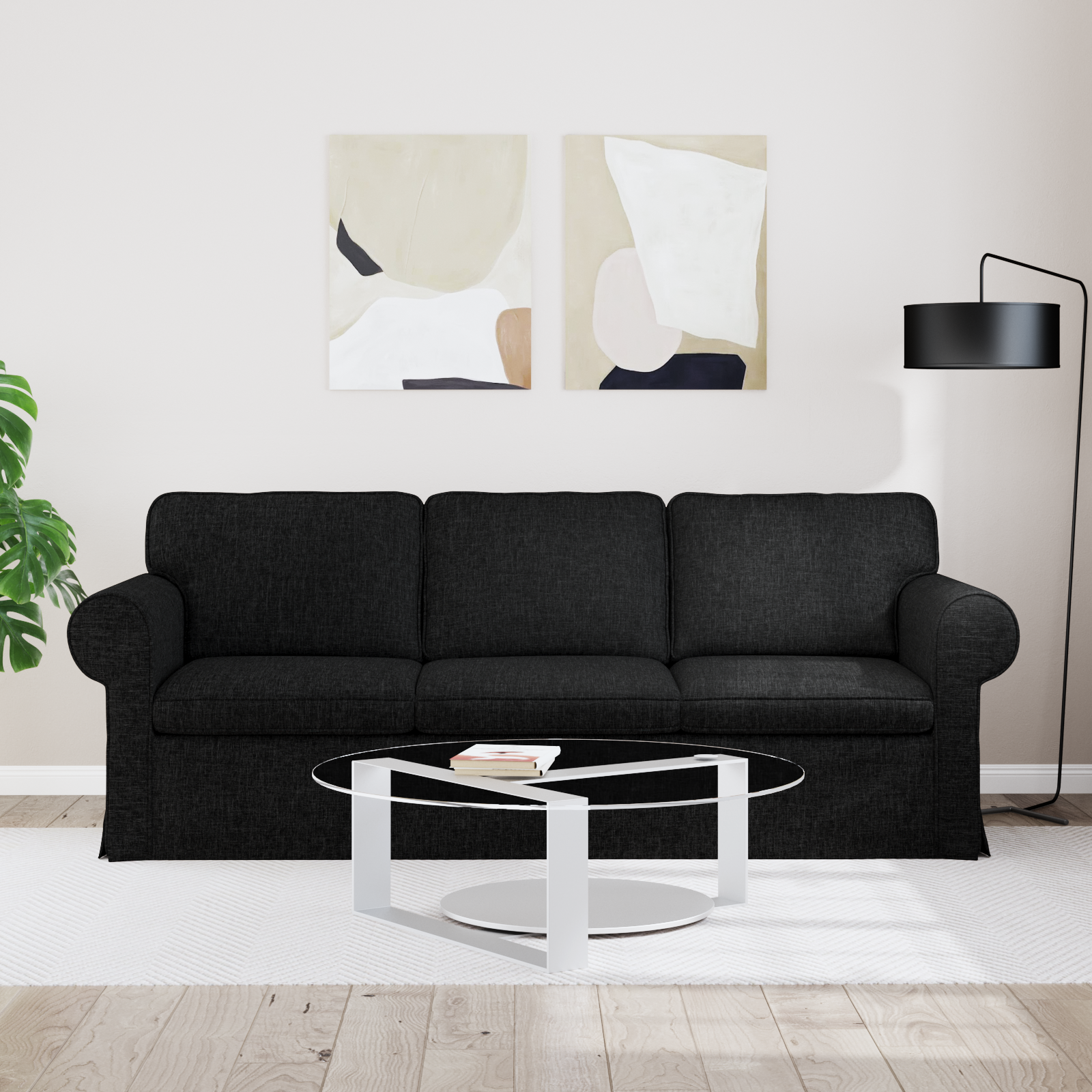 Sofa Black 215 x 82 x 80 cm Fabric