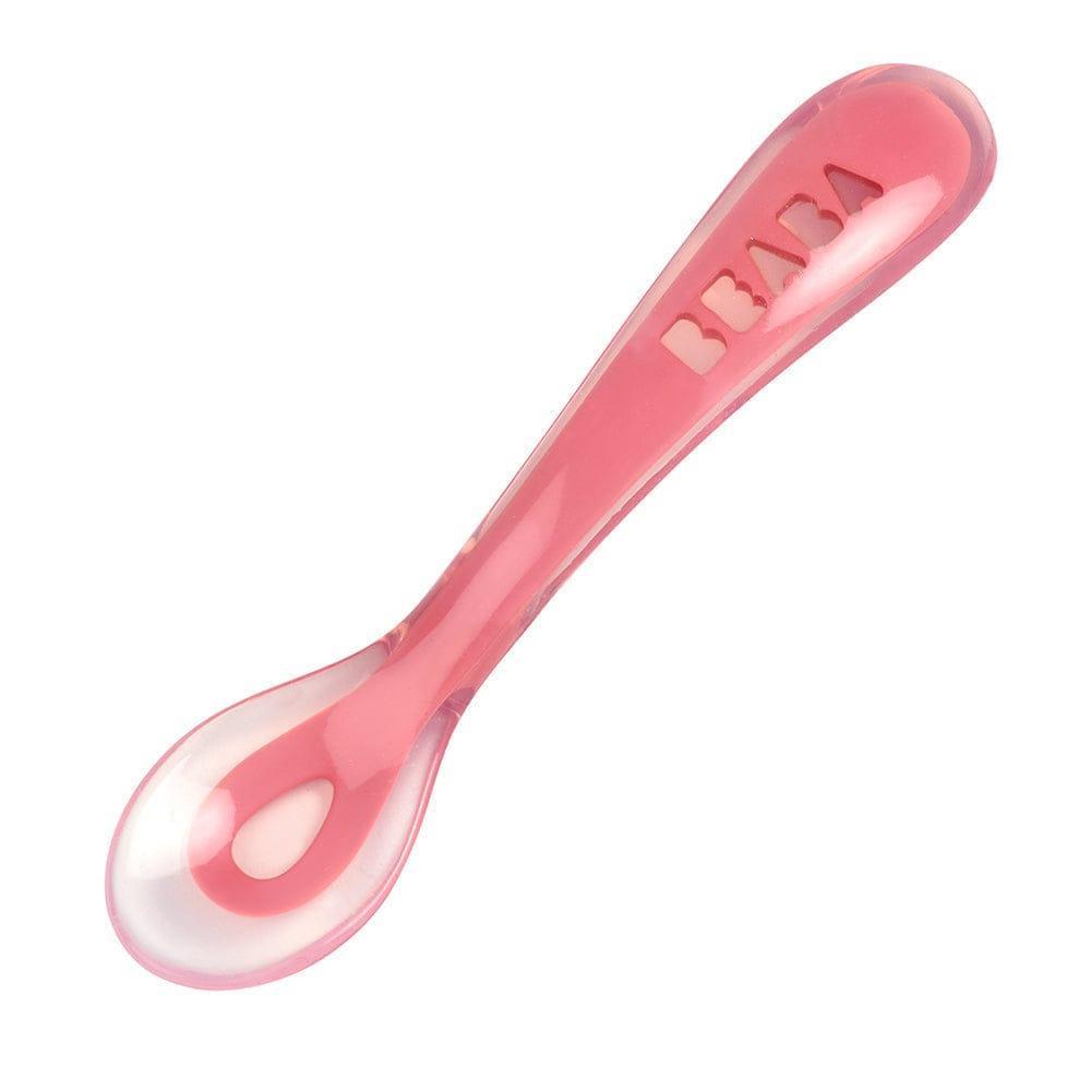 Beaba Silicone Suction Divided Plate &amp; Spoon - Pink-1954803103119314945