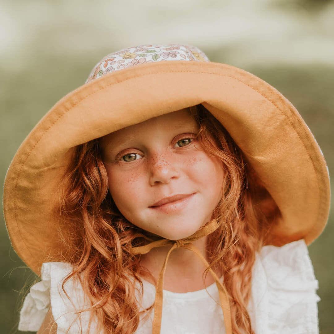 Bedhead Girls Wide- Brimmed Sun Bonnet Hat- Matilda/Maize S-1954803156290506756