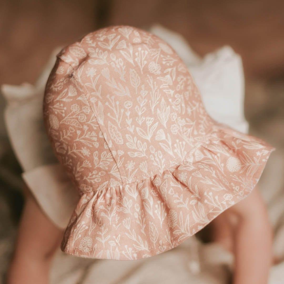 Bedhead Heritage Reversible Ruffle Bonnet Hat-Freya/Flax M-1954803156827377668
