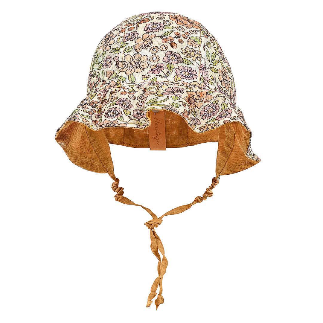 Bedhead Heritage Reversible Ruffle Bonnet Hat-Matilda/Maize M-1910112122742902785