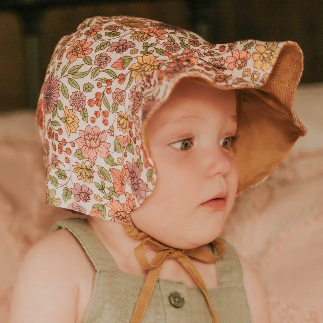 Bedhead Heritage Reversible Ruffle Bonnet Hat-Matilda/Maize M-1910112122742902790