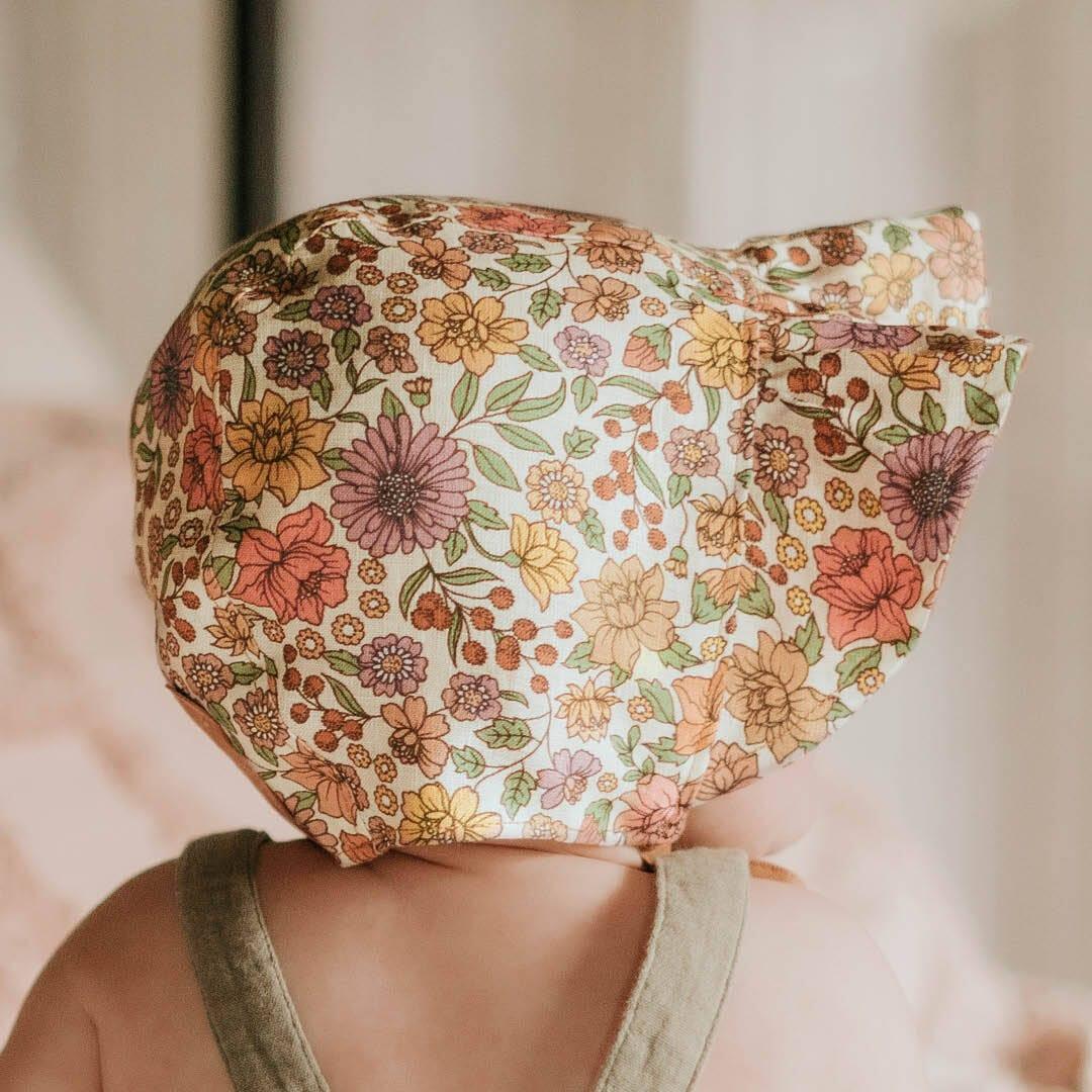 Bedhead Heritage Reversible Ruffle Bonnet Hat-Matilda/Maize M-1910112122742902791
