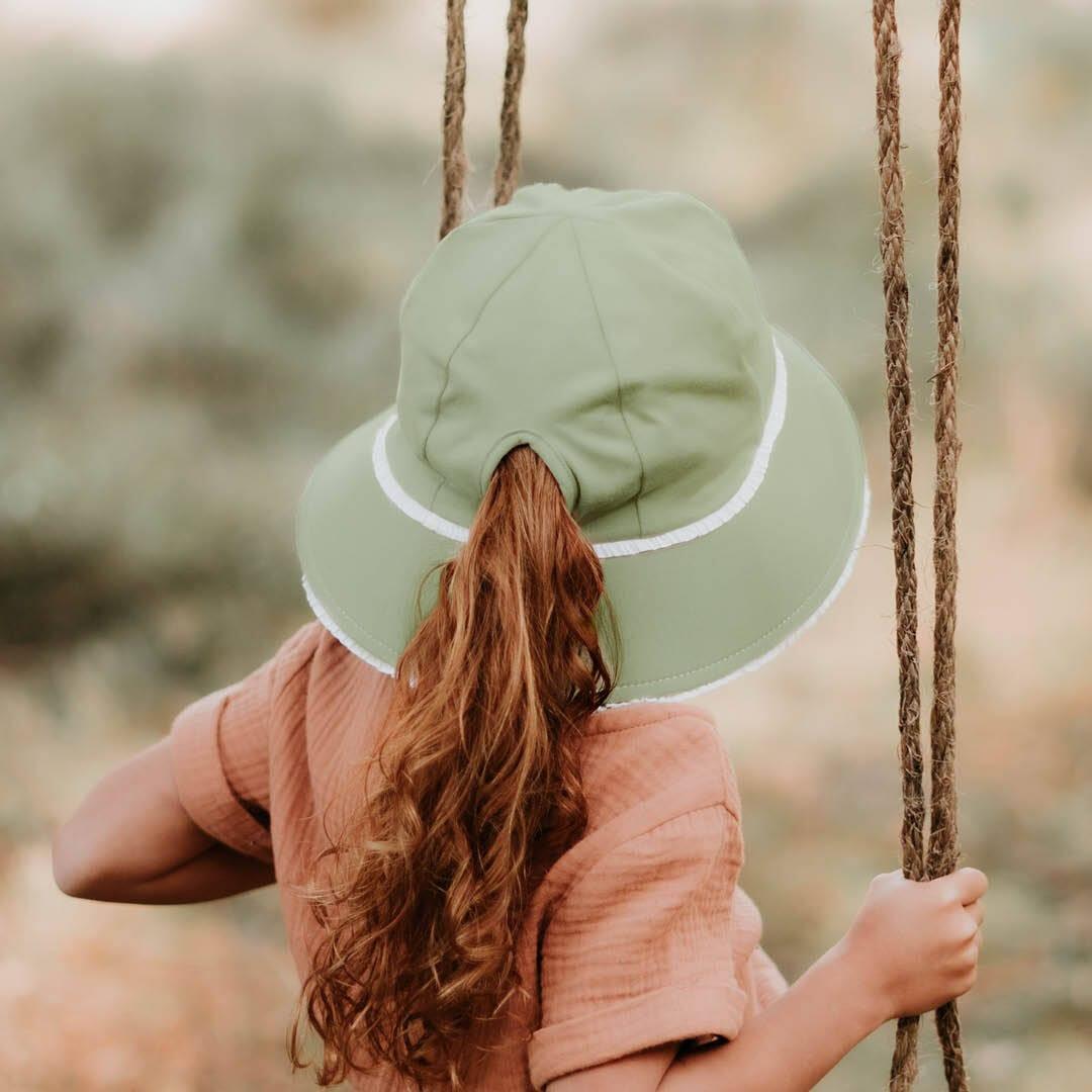 Bedhead Ponytail Bucket Hat - Khaki Ruffle L-1954803155757830148