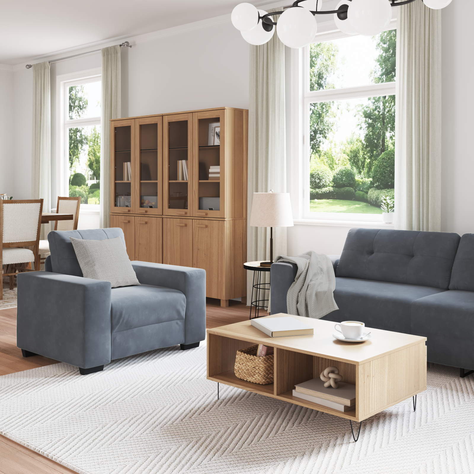 Sofa Set 3 pcs Dark Grey 221 x 80 x 80 cm Velvet