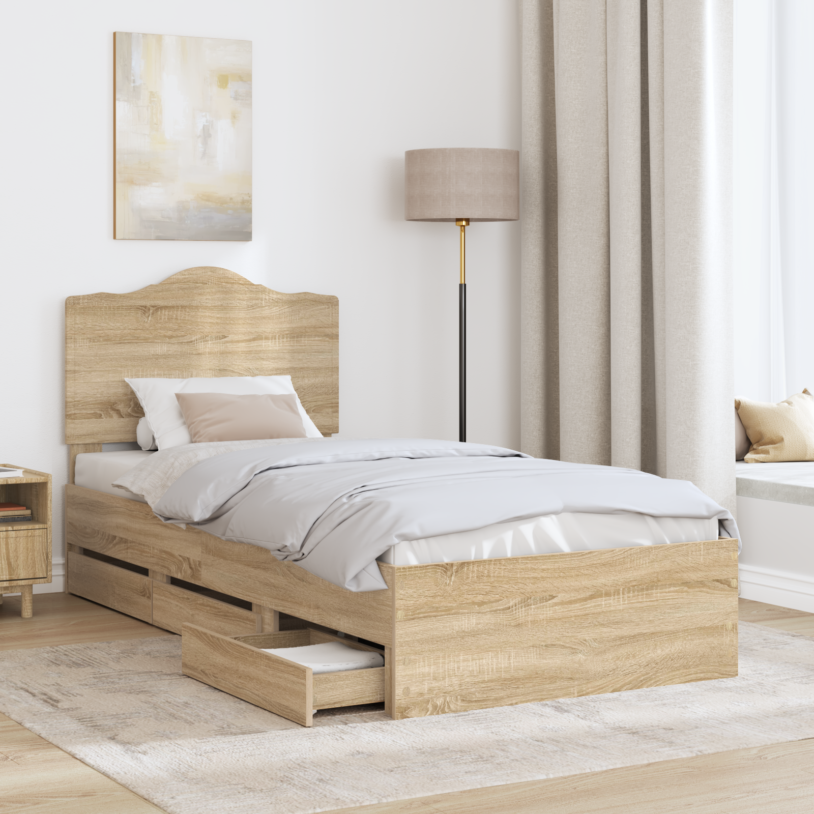 Bed Frame with Drawer Sonoma Oak 90 x 190 cm Engineered Wood