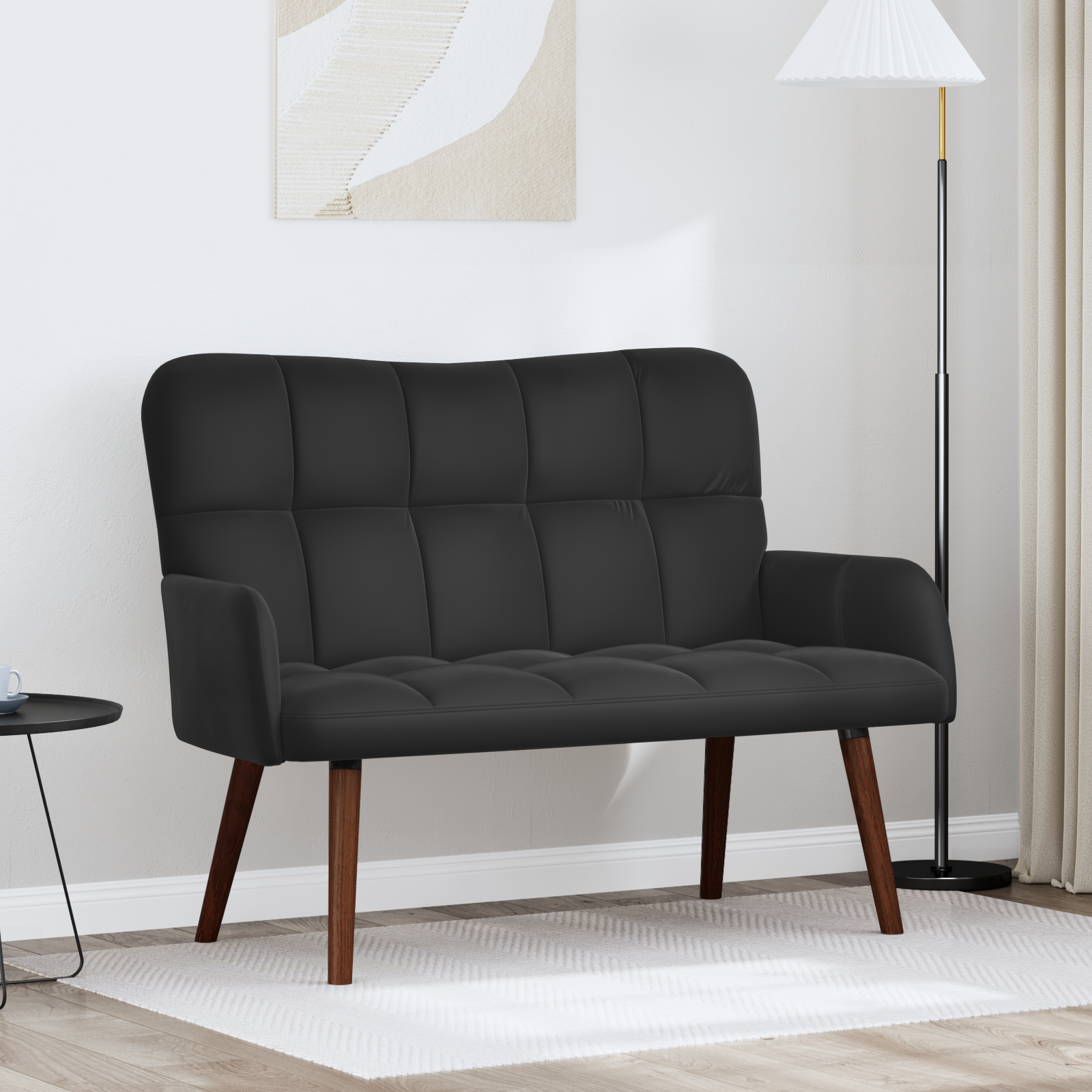 2-Seater Sofa Black 115 x 61 x 87 cm Velvet