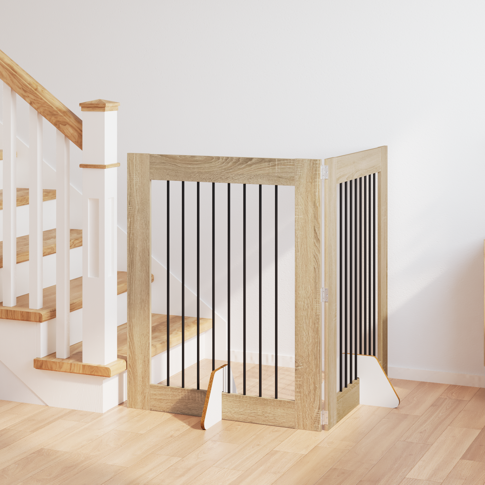Foldable Dog Gate with Stands 2 pcs Sonoma Oak 160.5 cm