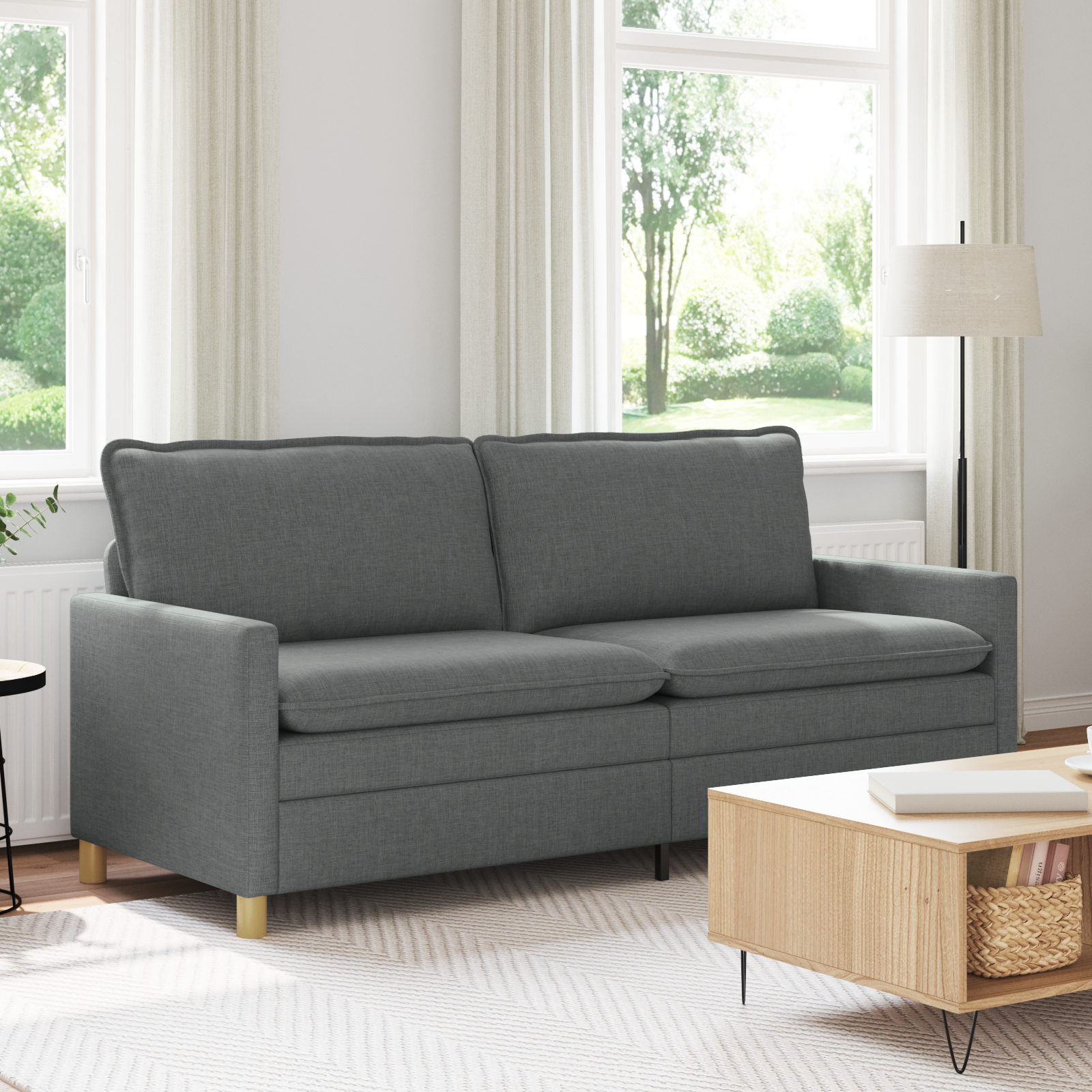 Sofa Dark Grey 196 x 81 x 87.5 cm Fabric