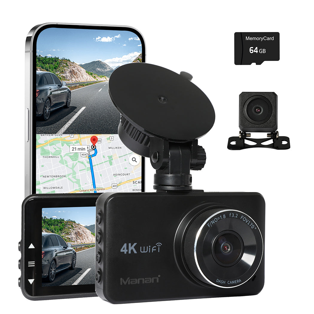 Manan 4K Car Dash Camera Front and Rear Dual Wifi GPS-1910112339714248704