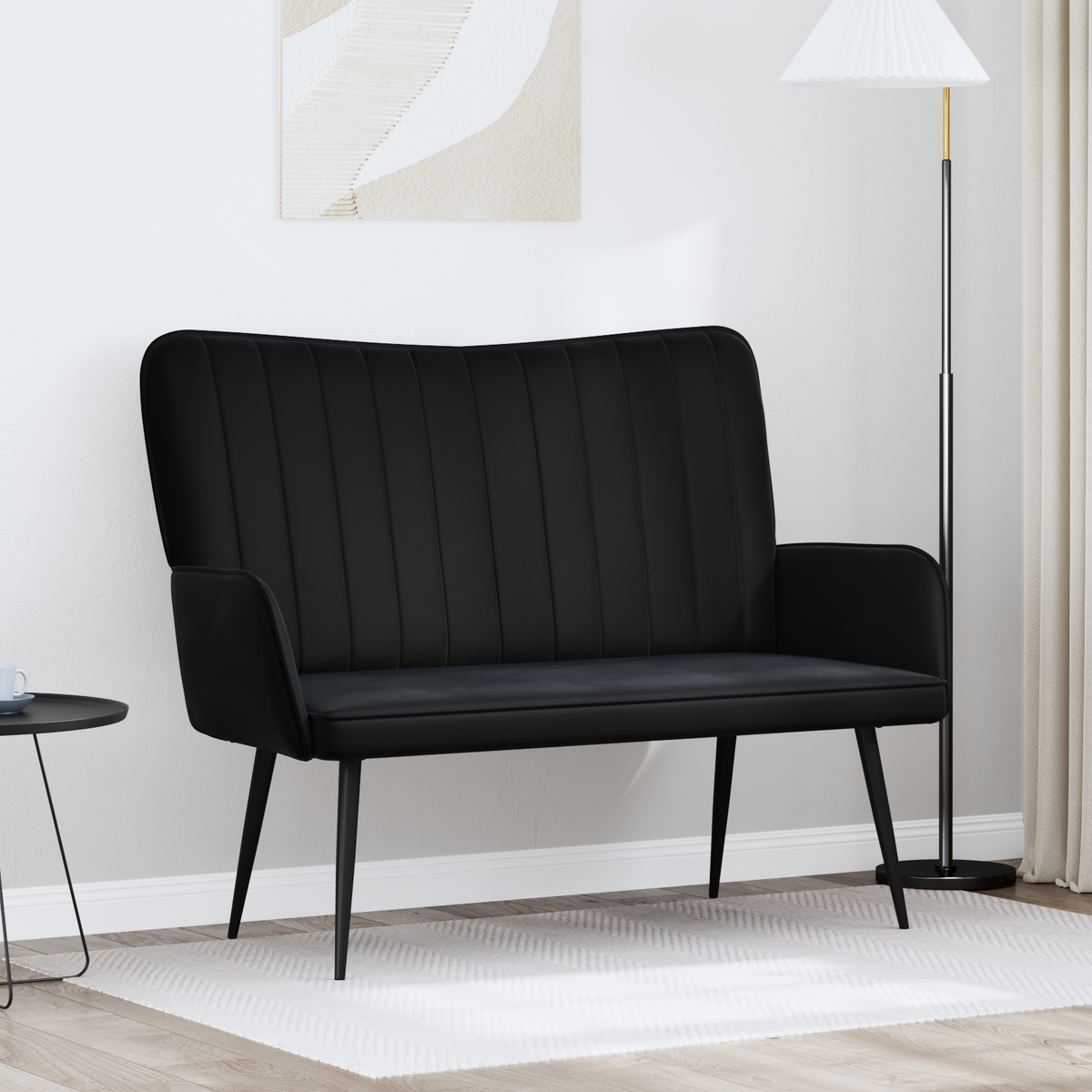 2-Seater Sofa Black 115 x 61 x 87 cm Velvet