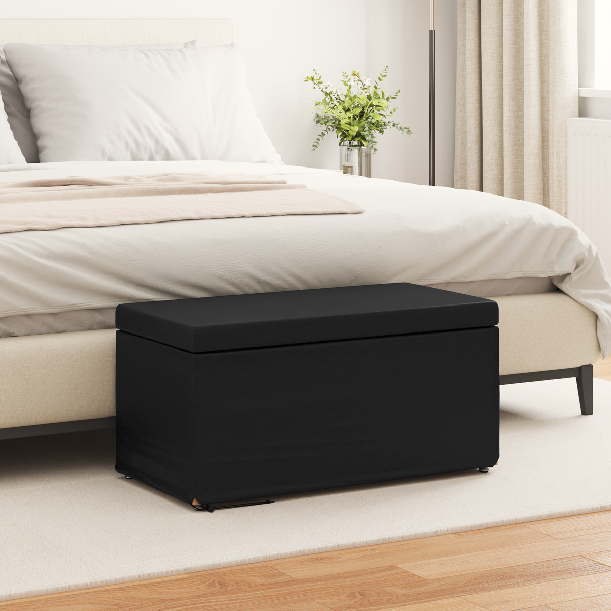 Stool Black 81 x 41 x 40 cm Faux Leather and Engineered Wood