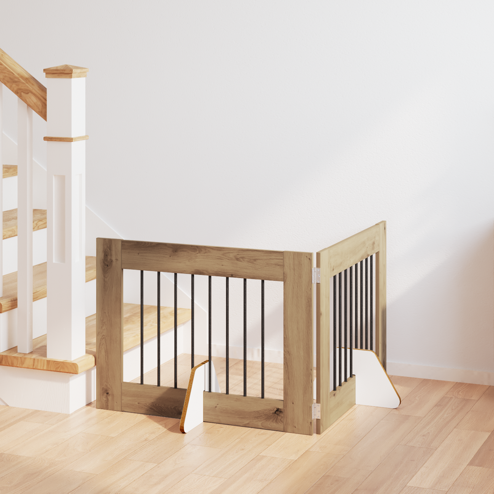 Foldable Dog Gate with Stands 2 pcs Artisan Oak 160.5 cm