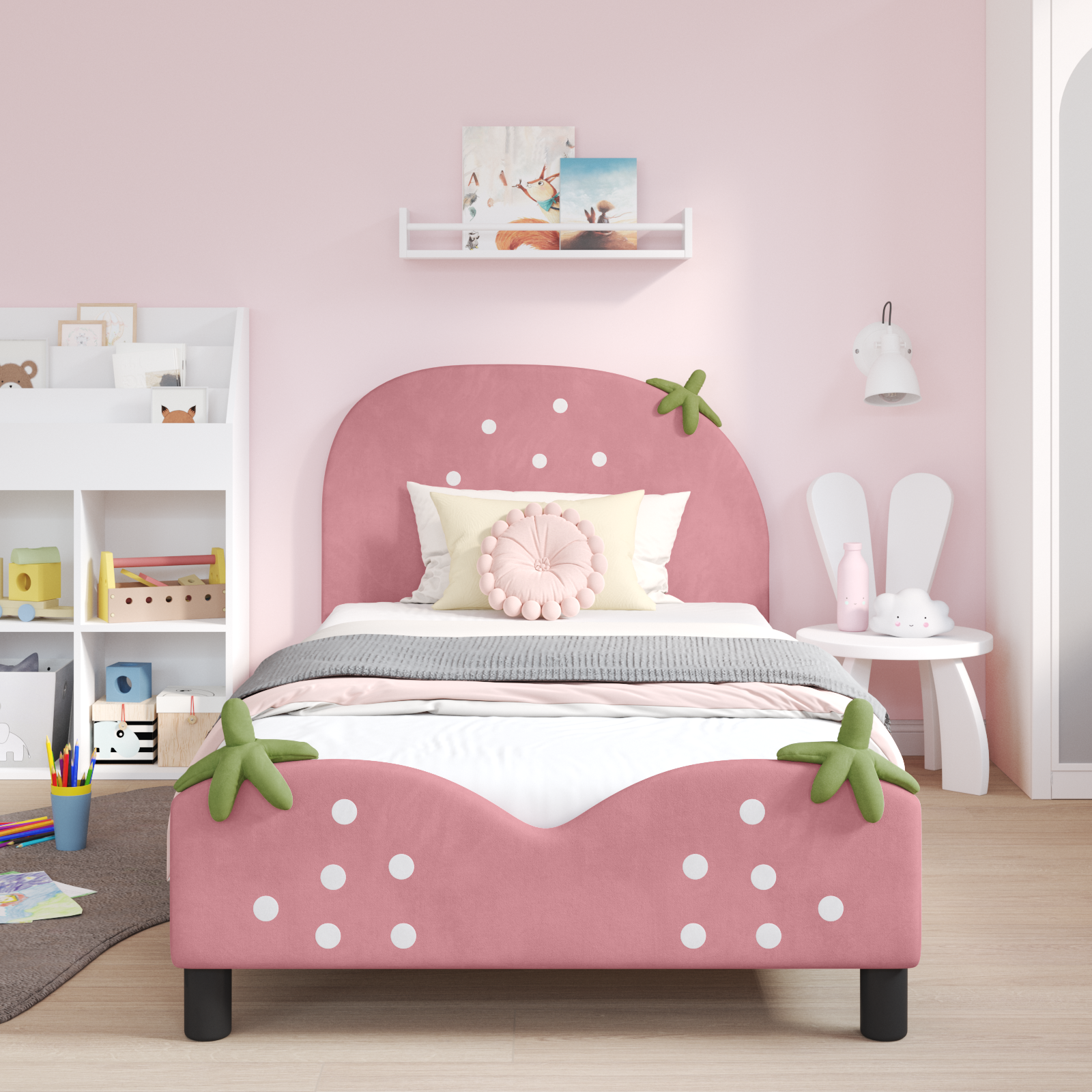 Kids'Bed Frame with Headboard Pink 90 x 190 cm Velvet