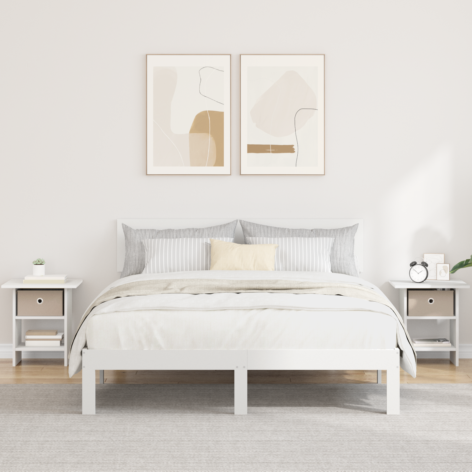 Bedside Table 2 pcs White 41 x 40 x 45 cm Engineered Wood