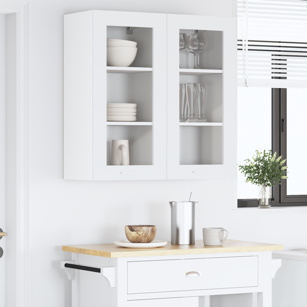 Hanging Cabinet 2 pcs White 40 x 31 x 80 cm Engineered Wood